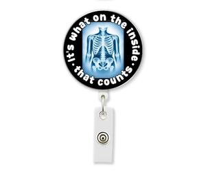 HOSALA It's What On The Inside That Counts MRI Tech Retractable Badge Reel With Aligator Clip, X-ray CT Scan Radiology Tech ID Badge Holder Accessories, Radiologist Gift For Family, Friends (1Pcs-2in)