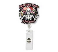 HOSALA Night Shift Squad I Feel Great Retractable Badge Reel with Aligator Clip, RN ICU ER PCT Night Shift Crew ID Badge Holder, Respiratory Nurse Accessories, Gift for Family, Friends (1Pcs-2in)