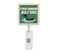 HOSALA Stupid Canadian Wolf Bird Retractable Badge Reel with Aligator Clip, Funny LGBT Loob Bird Meme ID Badge Holder, Hockey Romance BL Accessories, Gay Couple Gift for Family, Friends (1Pcs-2in)