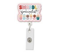 HOSALA Swaddle Specialist Retractable Badge Reel with Aligator Clip, Labor and Delivery L&D Nurse ID Badge Holder, Midwife OBGYN Accessories, Funny L&D Nurse Gift for Family, Friend (1Pcs-2in)
