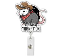 HOSALA What in Tarnation Badge Reel with Aligator Clip, Funny Opossum ABS ID Badge Holder for Office Classroom Workplace, Posssum Meme Accessories Gift for Family, Friends, Coworkers (1Pcs-2in)