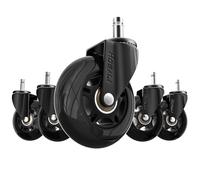 HOSALI Office Chair Wheels Replacement, Rubber Chairs Casters for Hardwood & Carpet Floors, 3 Inch Computer Desk Caster Wheel Set of 5, Black