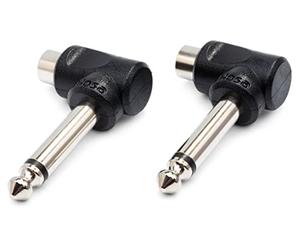 HosaTech GPR-123 RCA to 1/4 inch TS Right Angle Adapters (Pack of 2)