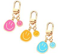 HOSBY 3 Pcs Smile Expression Keychains for Women Bag Charms Key Chains Car Key Pendant for Purse Handbag Bag Decoration, 3pcs/ Blue&yellow&red, One Size