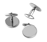 HOSD AS 5pcs Cabochon 10 12 14 16 18 20mm Stainless Steel French Cufflink Blank Cuff Links Tray Round Business Cufflinks For Cabochons D628 (Color : Cufflinks base, Size : Inner 12mm)