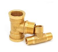 Hose Barb Fittings, Brass Tee Pipe Fitting 1PC Male Female Thread Multiple Sizes Water Oil Gas Adapter(1/4inch,C)