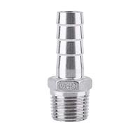 Hose Barb Fittings Stainless Steel Barb Hose Connector Male Threaded End Adapter Air Hose Pipe Fitting Barb Tail Connector(1/2"x15mm)