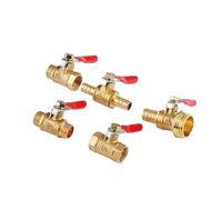 Hose Barb Fuel Water Air Brass Ball Valve Natural Gas BSP Red Handle Thread Connect 10PCS(1l2 Female 8mm)