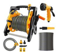 Hose Box, Garden Hose Box with Garden Hose, 15 m Heavy Duty Hose Trolley - 7 Spray Modes, Wall Mountable, UV-Resistant Hose (Hose Roll + 15 m Hose Pipe)