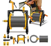 Hose Box, Garden Hose Box with Garden Hose, 30 m Heavy Duty Hose Trolley - 7 Spray Modes, Wall Mountable, UV-Resistant Hose (Hose Roll + 30 m Hose Pipe)