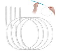 Hose Brush, Pack of 4, Stainless Steel Cleaning Brush for Straw, Hose, Drain, Bottle Brush, Cleaning Brush, Pipe Brush for Kitchen and Household, 1 m Long, White