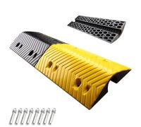 Hose Cable Protector Ramp, Rubber Speed Bumps, 39in Length, 3.3in Height, 1 Channel, Load Capacity 44000lbs, Suitable for Asphalt, Concrete, and Gravel