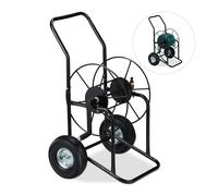Hose cart 2 Wheels Metal Frame Garden Hose Cart Portable Hose Reel 80 m capacity