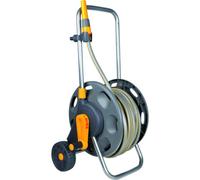 Hose Cart 60M Capacity Assembled 50M Hose Heavy Duty Metal Handle Steel Axle Oversized Wheels Easy Rewind Tangle Free 100-000-990