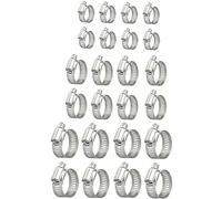 Hose Clamp Jubilee Clip Set 24 Pcs Adjustable Worm Drive Assorted Sizes for Flexible Tubes Pipes and Hosing - 6 Sizes