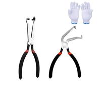 Hose Clamp Pliers, 2Pcs Electrical Disconnect Plier, Pulling Tool for Easily Disconnection Locking Push Tab Connectors Fuel Line Car Repair Pliers Fixion Tools (C-Straight + Bend)