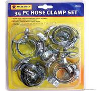 Hose Clamp Set 34Pc Assorted Clamps Jubilee Clips Zinc Plated Steel Tool New