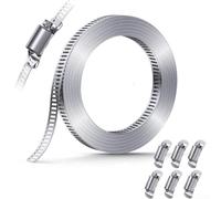 Hose Clamp Set, Endless Band, Stainless Steel, 304, Self-Cut, for Washing Machine, Pool Hose, Industry, 2-3.5 m Length (B)