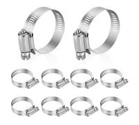 Hose Clamp, Stainless Steel Hose Clamps 1 Inch to 2 Inch, Large Adjustable Worm Gear Hose Clamps Assortment Kit Hose Pipe Tool for Fuel Line, Plumbing, Automotive Mechanical, 10 PCS Hose Clamp Set