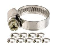 Hose Clamps with Worm Drive, 12 pcs, Clamping Range Ø 0.63-0.98", for 3/4" Hoses, W2 Stainless Steel, Cross Recess 7, 0.35" Band Width, for Fixing Washing Machines, Dishwasher Connection