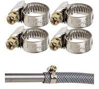 Hose Clamps with Worm Drive, 4 Pieces, Clamping Range Ø 10-16 mm, for 1/2" Hoses, W2 Stainless Steel, Cross Recess SW7, 9 mm Band Width, Fixing of Washing Machine, Dishwasher Connection
