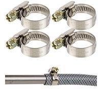 Hose Clamps with Worm Drive, 4 Pieces, Clamping Range Ø 12-20 mm, for 5/8" Hoses, W2 Stainless Steel, Cross Recess SW7, 9 mm Band Width, Fixing of Washing Machine, Dishwasher Connection
