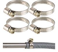 Hose Clamps with Worm Drive, 4 Pieces, Clamping Range Ø 25-40 mm, for 1 1/4" Hoses, W2 Stainless Steel, Cross Recess SW7, 9 mm Band Width, Fixing of Washing Machine, Dishwasher Connection