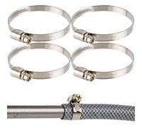 Hose Clamps with Worm Drive, 4 Pieces, Clamping Range Ø 50-70 mm, for 2 1/2" Hoses, W2 Stainless Steel, Cross Recess SW7, 9 mm Band Width, Fixing of Washing Machine, Dishwasher Connection