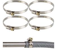 Hose Clamps with Worm Drive, 4 Pieces, Clamping Range Ø 60-80 mm, for 3" Hoses, W2 Stainless Steel, Cross Recess SW7, 9 mm Band Width, Fixing of Washing Machine, Dishwasher Connection