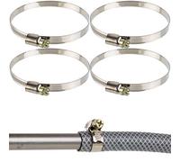 Hose Clamps with Worm Drive, 4 Pieces, Clamping Range Ø 70-90 mm, for Ø 75 mm Hoses, W2 Stainless Steel, Cross Recess SW7, 9 mm Bandwidth, Fixation of Washing Machine, Dishwasher Connection