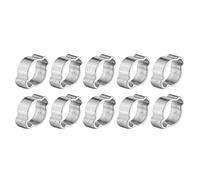 Hose Clamps, Zinc Plated Stainless Steel Double Ear Clamps for Fuel Petrol Pipe Tube, 10pcs 5-23mm, Two-Ear Hose Fastener for Vehicles and Mechanical Equipment