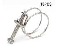 Hose Clip Pack 10PCS High Performance Stainless Steel Double Wire Clamps Perfectly Fits Many Applications (20-25mm)