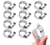 Hose Clips 10Pcs, Pipe Clamp 13-19mm, Adjustable 304 Stainless Steel Hose Clip, Hose Clamps for Flexible Exhaust Hose Pipe, Washing Machine, Garden Connections
