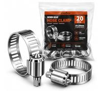 Hose Clips, 20 Pack 19-29 mm Stainless Steel Jubilee Clips, Adjustable Metal Worm Gear Hose Clamp for Automotive, Plumbing & Household Repair, Secure Leak-Resistant Hose Connections