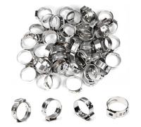 Hose Clips 50 PCS Single Ear Hose Clamps | 5.3-42mm Multiple Stainless Steel 304 Pipe Assortment Kit(9.6-11.30mm)