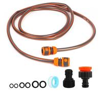 Hose Connection Set for Garden Hose Reel, Pipe Fitting Connection Kit Including 3/4'' Male Threaded, 2 in 1 Faucet Adapter, 1/2" Hose End Adapter, 2M Length of Pipe for Tap to Hose Trolley