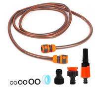 Hose Connection Set for Garden Hose Reel, Pipe Fitting Connection Kit Including 3/4'' Male Threaded, 2 in 1 Faucet Adapter, 1/2" Hose End Adapter, 1 Nozzle,3M Length of Pipe for Tap to Hose Trolley