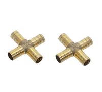 Hose Connector, 2PCS Brass Splicer Pipe Fitting T X Y U Type Hose Barb Copper Barbed Connector Joint Coupler Adapter(4way,19mm Barb)
