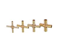 Hose Connector, Coupling connectors,4PCS Brass Barb Pipe Fitting Straight Elbow T Y X Shape 2 3 4 Way Connector Copper Water Tube(14mm Barb)