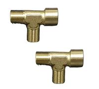 Hose Connector,Steel Tee Pipe Fittings 2pcs BSP Female Male 3 Ways Splitter Brass Fitting Water Gas Oil DN6/8/10(M M F,3/8inch)