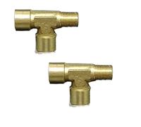 Hose Connector,Steel Tee Pipe Fittings 2pcs BSP Female Male 3 Ways Splitter Brass Fitting Water Gas Oil DN6/8/10(F F M,1/8Inch)