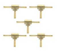 Hose Connector,Steel Tee Pipe Fittings 5PCS 4mm Barb Equal Type 3 Way Brass Barbed Fitting Coupler Adapter for Fuel Gas Water