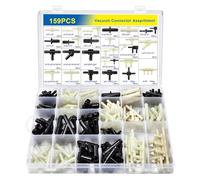 Hose Joiner Connector Collection 159 Pieces, Nylon Multi-Shape Adapters for Tubing Extension, Straight Corner Branch Four-Way Five-Outlet Forms in Mixed Inch Diameters Vacuum Line Fittings Washer Hose