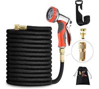 Hose Pipe,3X Expandable Garden Hose,100FT Hosepipe for Garden, Black Flexible Hose Pipe, Retractable Water Hoses, Expanding Hosepipe with Strongest Double Latex Core,with Metal Spray Gun