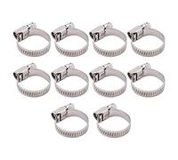 Hose Pipe Clips Clamp 10Pcs, 304 Stainless Steel, 14-27mm German Style with Hole - Rustproof Fasteners, Durable Construction, Secure Hose Connection