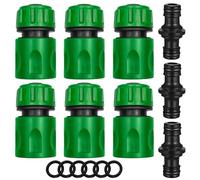 Hose Pipe Connections,1/2 Hose Pipe Connections, 9 Piece Hose Coupling Set, Connections Extender Extension Connection Part Plastic Two Way Coupling for Garden and Home Tap