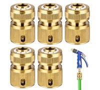 Hose Pipe Connector, Brass Hose Connector Set of 5, Garden Hose Connector with Metal Construction, Compatible with Standard Hose Fittings, Durable Brass Hosepipe Connectors for Outdoor Water Systems