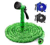 Hose Pipe for Garden Watering Car Washing, Water Hose Pipe 150FT, Expandable and Flexible Garden Hose with 7 Mode Spray Gun, 1/2" & 3/4" Fittings - Green