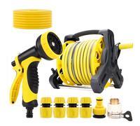 Hose Pipe, Garden, Reel, Retractable Pipe, Wall Mounted, Reel, for Various Watering Needs Strong Rubber Watering Tube with Multiple Sprinkle Patterns