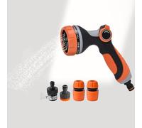 Hose Pipe Spray Gun 10 Adjustable Spray Patterns Garden Hose Spray Gun Set, Multifunctional Pressurized Garden Hose Nozzles & Spray Guns for Watering, Cleaning, Washing Cars (Orange)